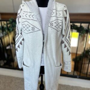 Cozy White and Brown Patterned Women's Sweater